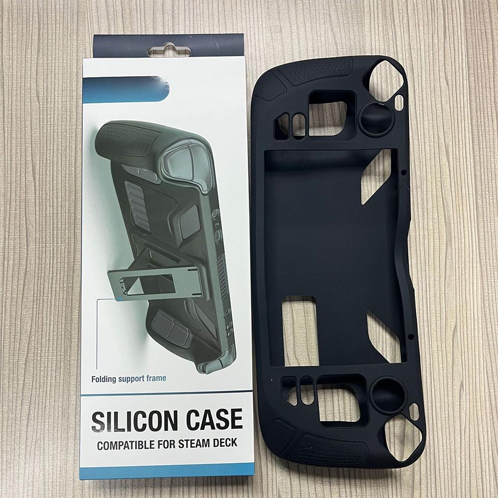 Silicone Console Housing Anti Slip Soft Shell Protective Case Cover with Foldable Bracket Replacement Accessories for Steam Deck