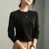 Crew Neck Wool T-shirt Women's Autumn Inner Bottoming Shirt New Early Autumn Thin Long-sleeved Temperament Top Women
