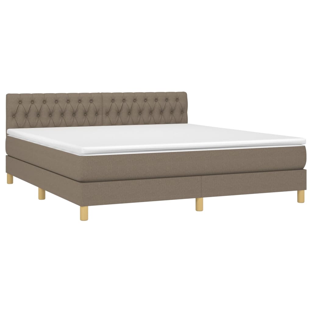 Box Spring Bed with Mattress Taupe 180x200 cm Fabric