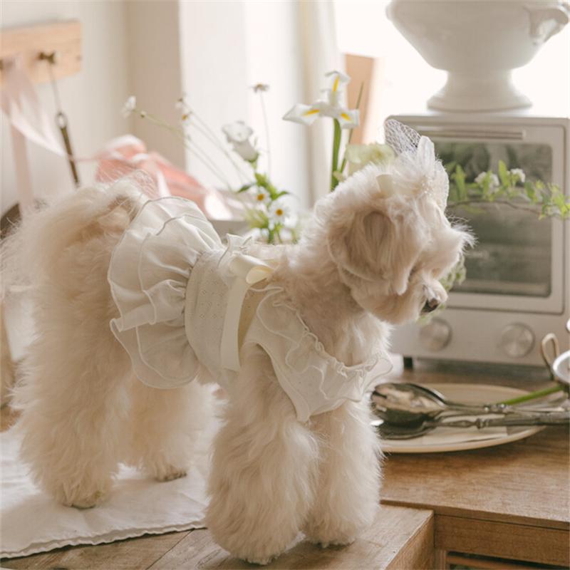 Organza Dog Tutu Dress Lace Ruffle Princess Dog Dress for Small Dogs Girl Shih Tzu Yorkie Clothes