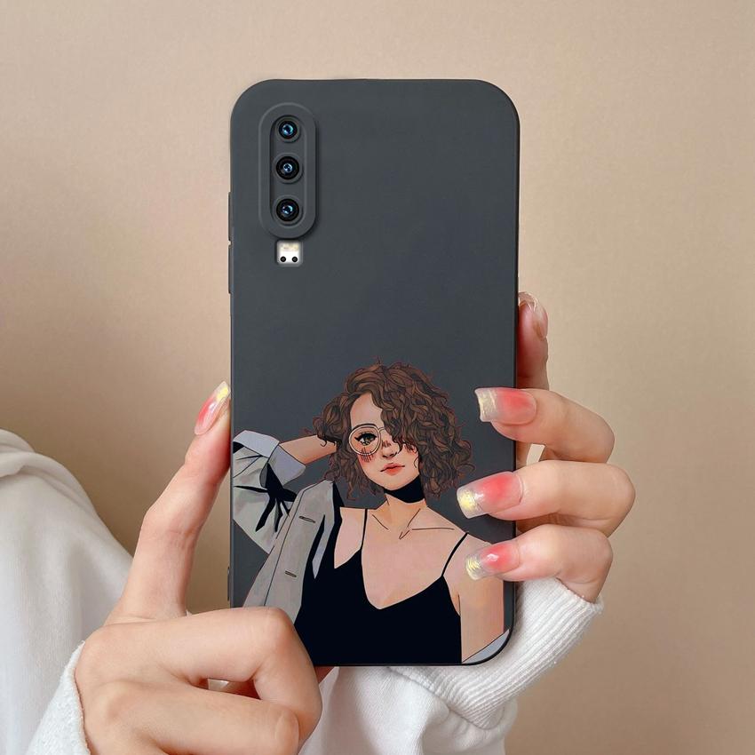 Compatible For Huawei P60 Y5 Y6 Y7 Y9 Y9A P30 P40 Trendy Girl Phone Case Lens Protection Soft Liquid Silicone Anti Drop Shell For Huawei Bumper Cover