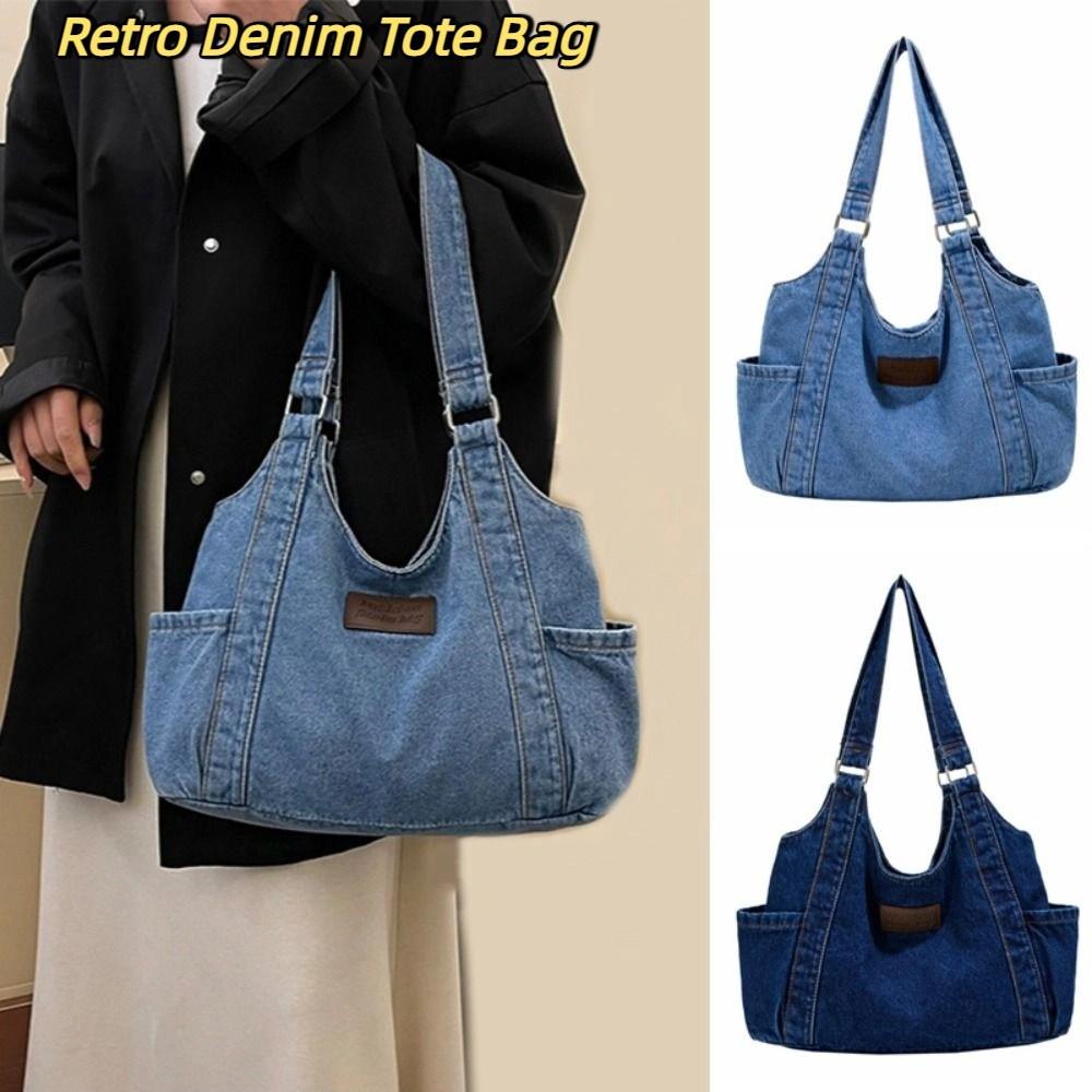 Retro Denim Shoulder Bag Korean Style Underarm Packs Sweet Handbag Office Worker