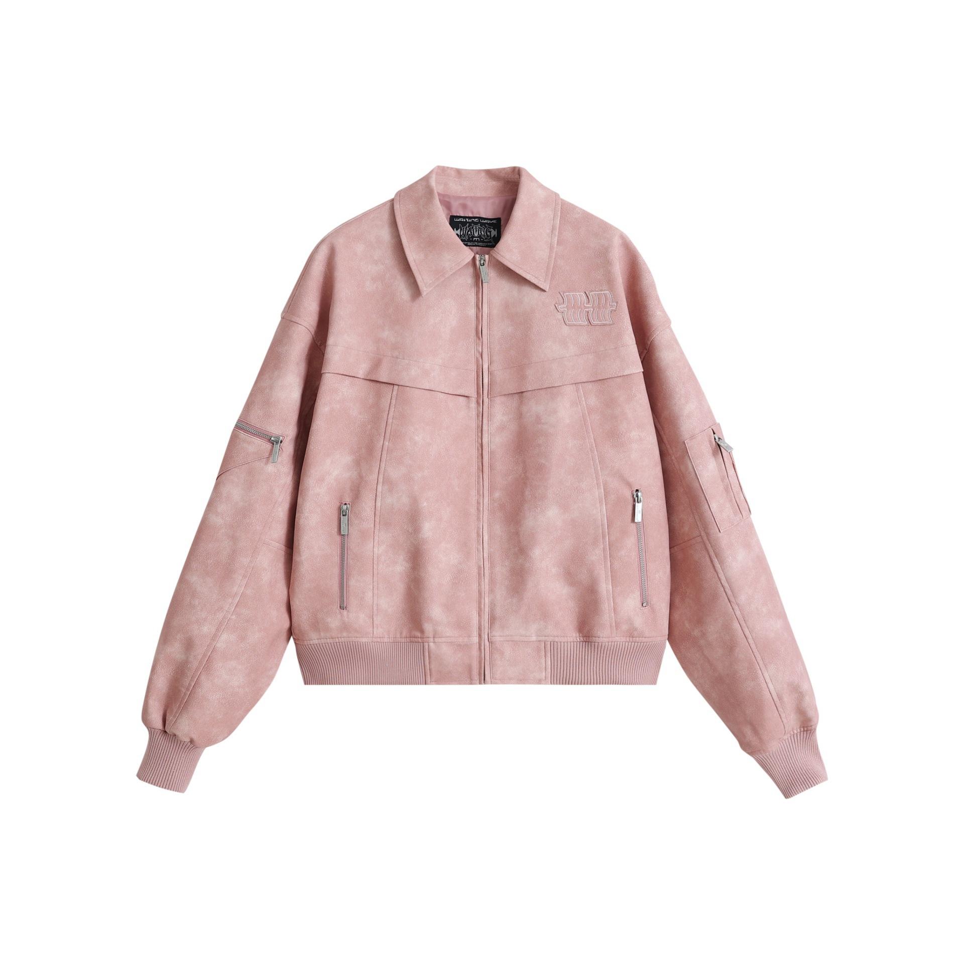 

Cleanfit American retro lapel leather jacket men s spring and autumn high-end trendy brand short flight jacket men XXXL рожевий