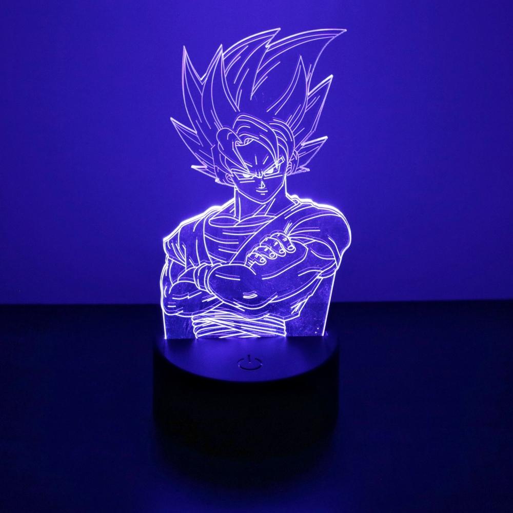 

Dragon Ball Z Anime Figures Goku Figure Vegeta Gohan 3D Lamp PVC Action figurine Playthings designed for Children Room Decor Super Saiyan Gifts USB&Black Base no Remote