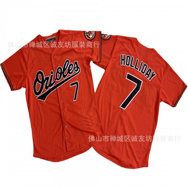 Baltimore Orioles 7 Orange Baseball Jersey With Holliday Embroidered Number Unisex Sport Fan Apparel
