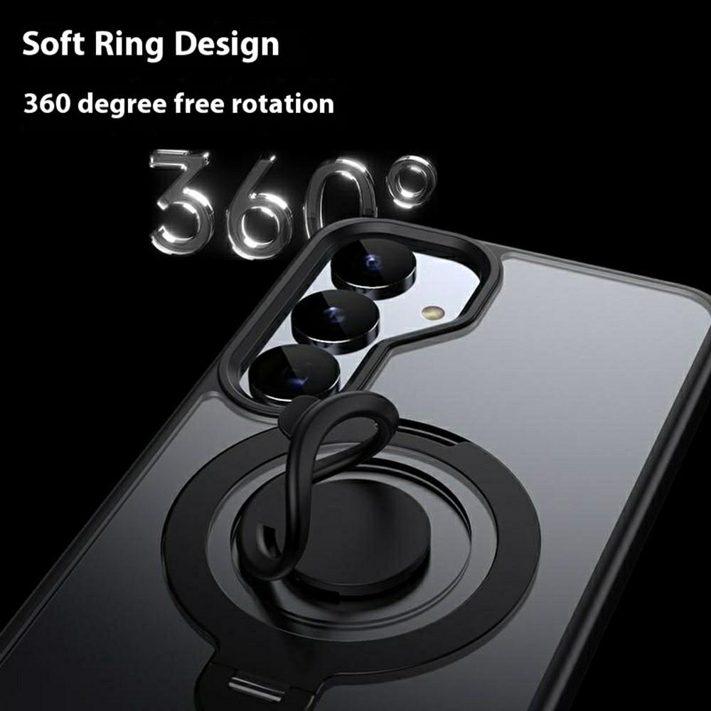 For Samsung Galaxy S25+ Case Compatible with MagSafe Kickstand Matte PC+TPU Phone Cover with Silicone Ring
