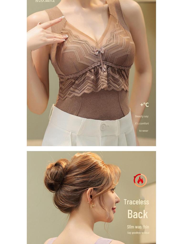 Women's Lace Wool Silk Heated Seamless Slimming Vest