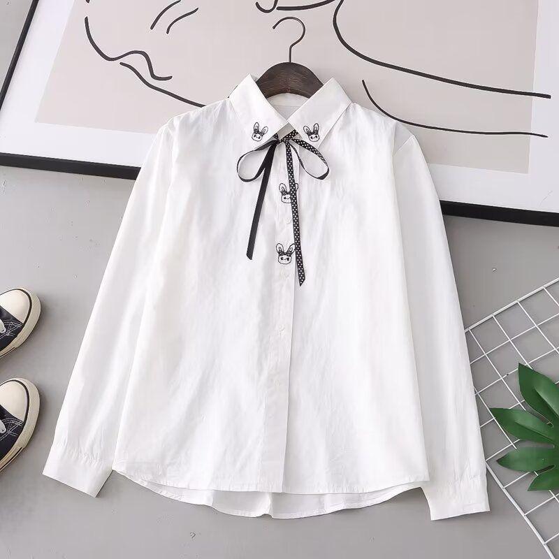 

Свежая рубашка с длинными рукавами из чистого хлопка для женщин, весна и осень, для молодых взрослых, старшеклассниц, вышитый свободный универсальный топ-основа White Rabbit Long sleeves M 40.00 kg-57.50 kg