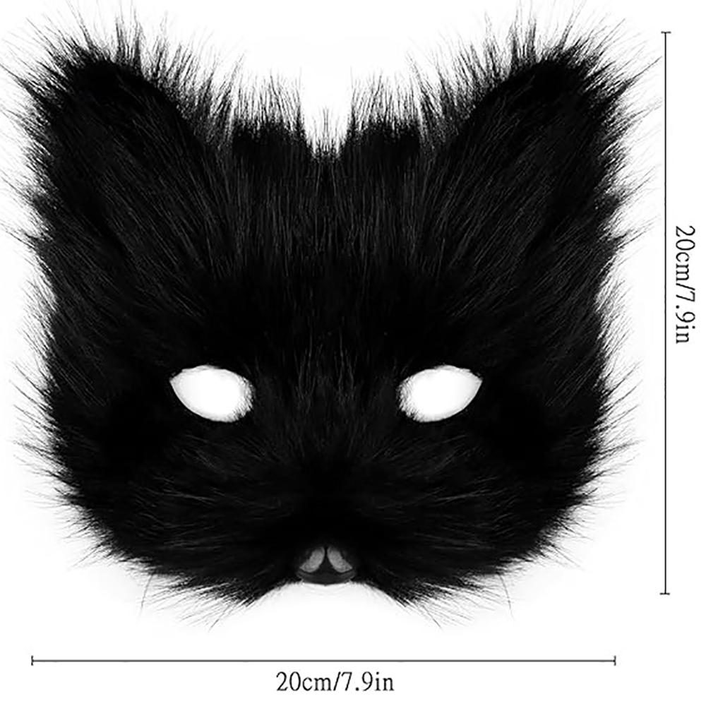 Nadýchaná kožešina Fox Tail Keychain Cat Tlaps Rukavice a Wolf Therian Mask Sada pro Halloween Cosplay kostýmní doplňky