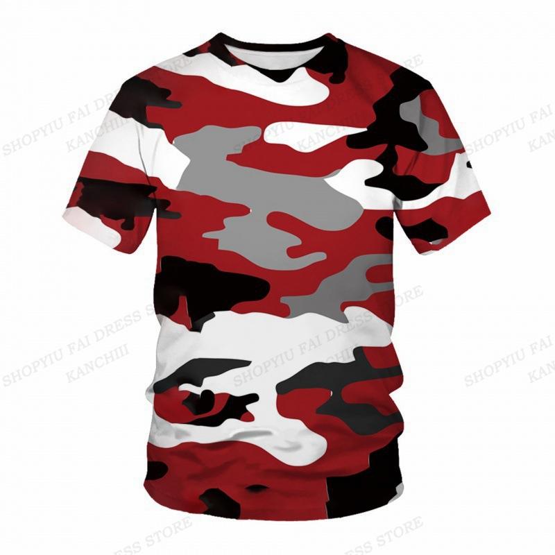 Sommer Camo T-Shirt Camouflage 3D Druck T-Shirt Herren Mode O-Ausschnitt Kurzarm T-Shirt Outdoor T-Shirt Kinder Oberteile Tee Fitness