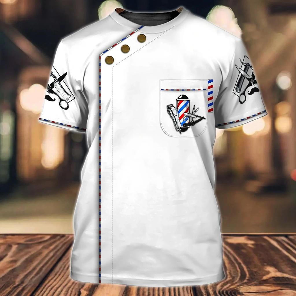 Hot Barbershop Men's T-shirt Top 3D Printing Short Sleeve Pullover Men's Summer Fashion Cool T-shirt