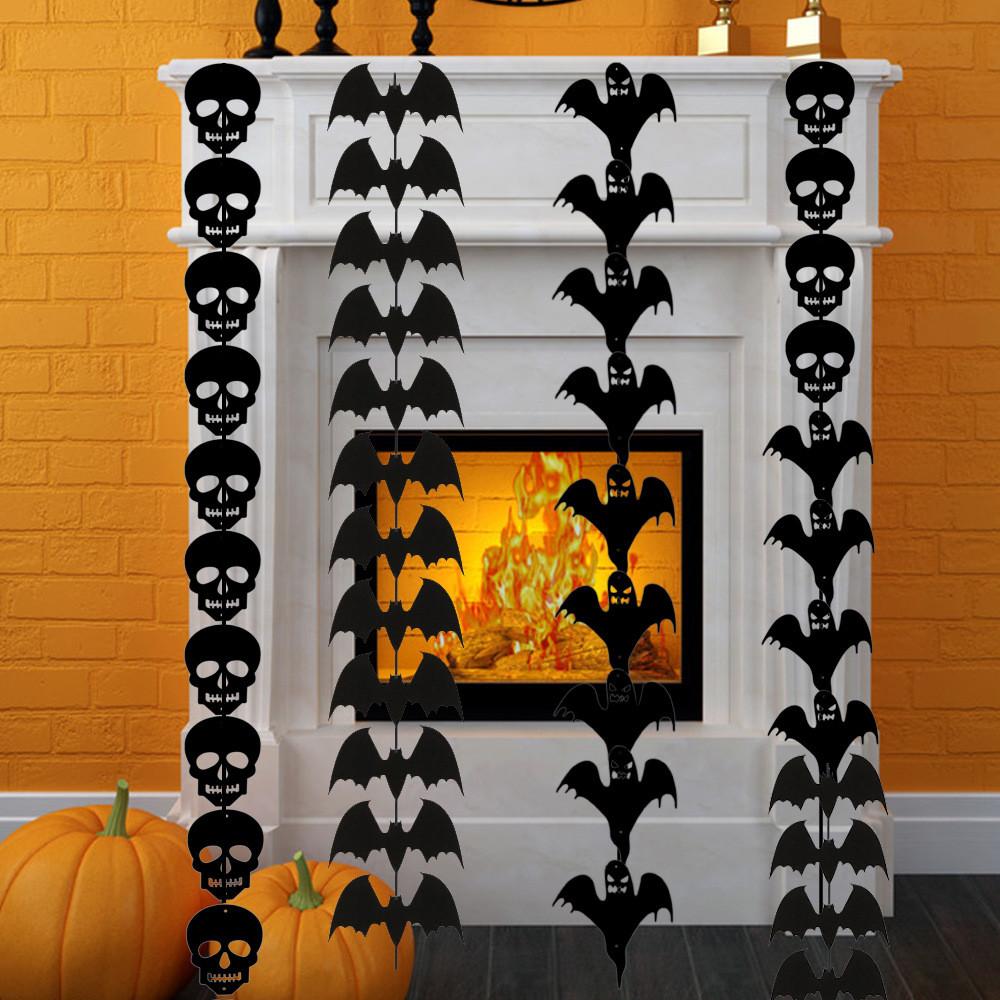 Haunting Halloween Party Decorations With Bat And Skull Garland And Additional Hanging String