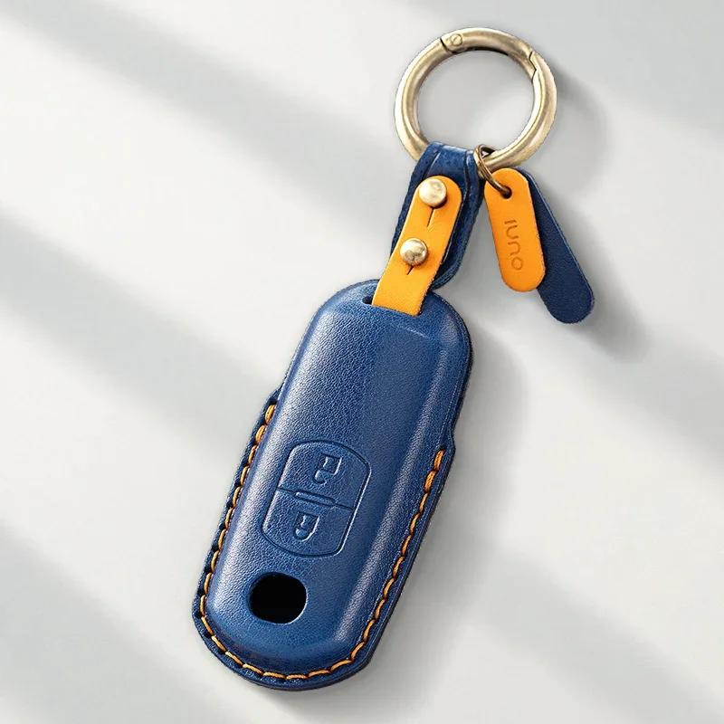 Key Case for Car Genuine Leather Protector For MAZDA 2 3 5 6 CX-3 CX-5 CX-7 CX-9 Atenz Miata MX5 Axela CX4 Key Case Cover Fob