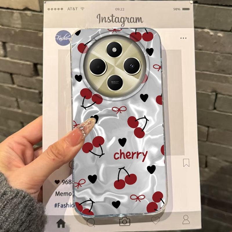 

Летний чехол для сердца с бантом и вишней для девочек, текстура воды, для Xiaomi Poco X3pro X5 M6 X6 X3 NFC M5s M6 Pro C75 C61 Fundas Cover Redmi Note 10S белый