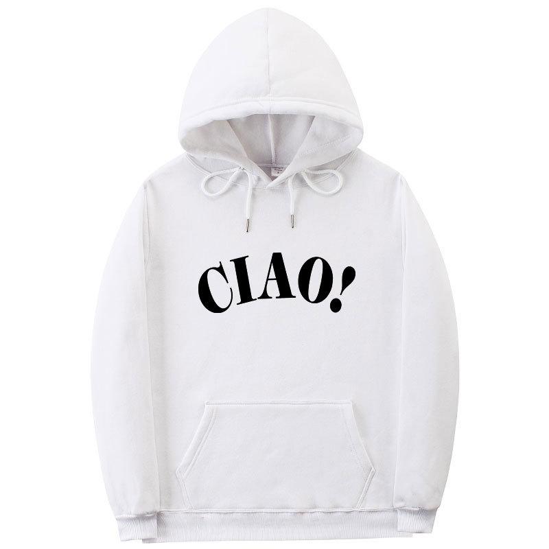 

Autumn Winter ciao Letter Logo Print Saint Hoodie Hooded Men Women Couple Casual Gray Black Oversized Pullovers XXXL