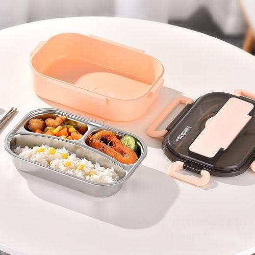 1000ml Lunch Box with Dividers, Microwaveable, Includes Dishware, Airtight, Integrated Gasket, Perfect for Work, School, Picnics, Easy to Clean, Micro