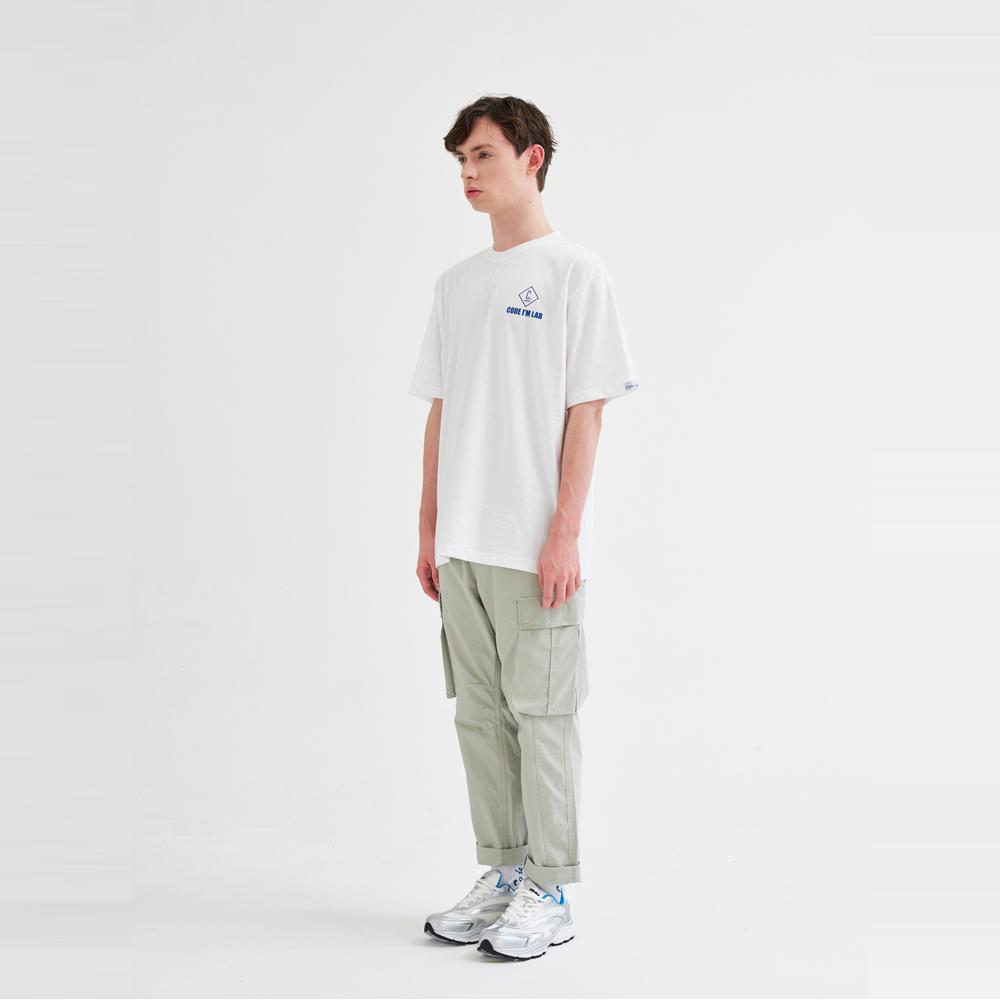CODE I'M Lab Logo Print Oversized Short Sleeve T-Shirt White