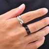 Xiaomi Vnox Geometric Ring for Men, Stainless Steel Polished Band Black Silver Color Size 7‑11 Minimalist Male Finger Ring Jewelry Gift