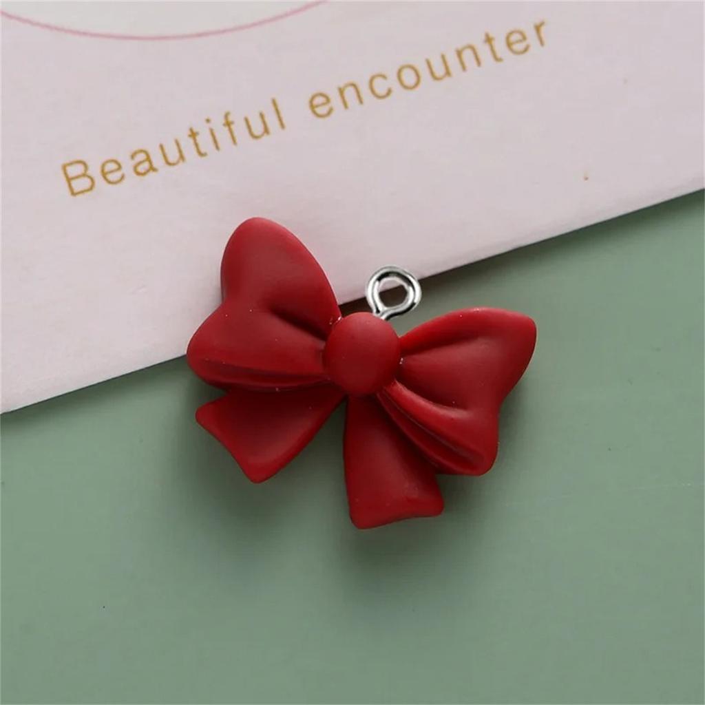 Z84 10pcs Cute Bowknot Resin Pendant Macaron Butterfly Knot Charms For Jewelry Making Accessories DIY Earrings Necklace Keychain