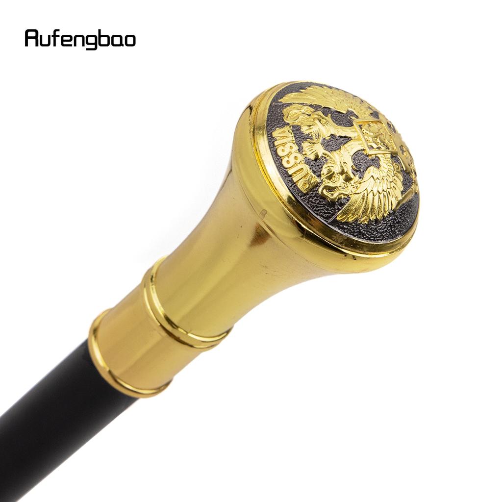 Golden Black Russian Double-Headed Eagle Totem Spazierstock Fashion Stick Gentleman Luxus Crosier Knob Spazierstock 93 cm