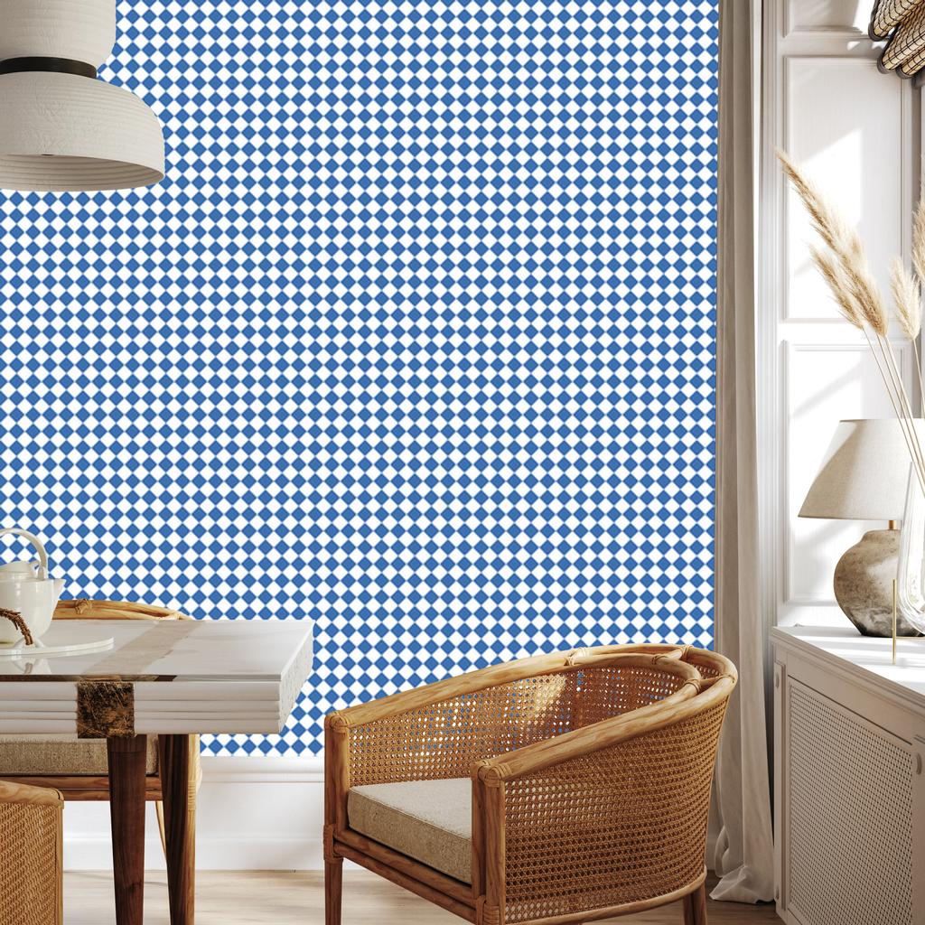 Geometric rhombus wallpaper blue, azure and white 50x1000