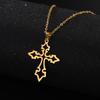 Cut Titanium Steel Hollow Cross Pendant Necklace Hip Hop Trendy Unisex Jewelry Accessory