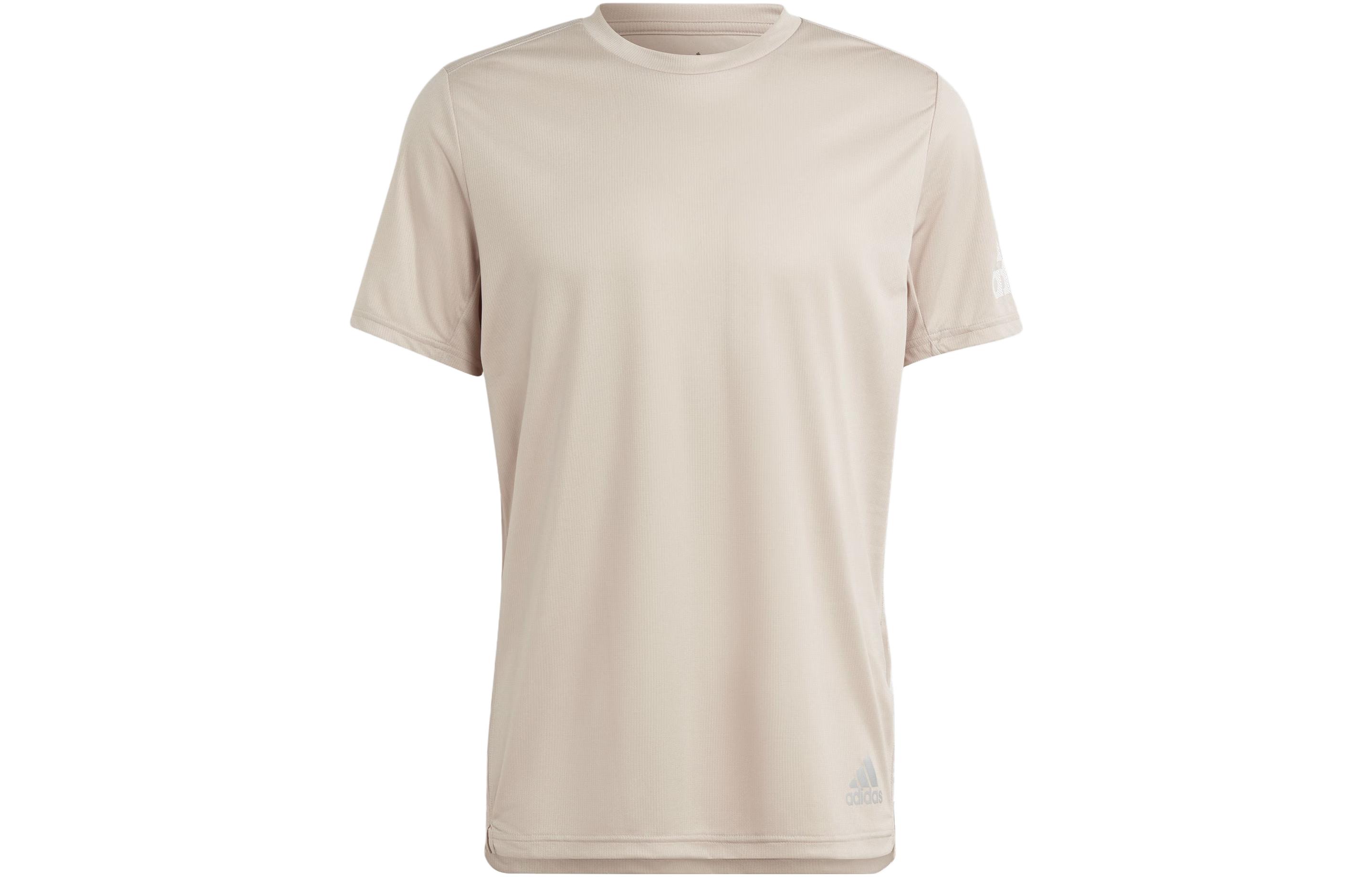 Adidas T Shirts Men s Beige Crew Neck Moderate Straight Fit IJ6833 M