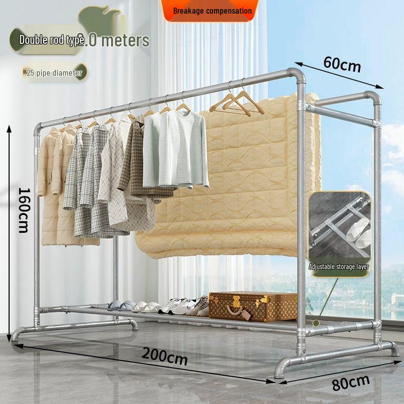 Windproof Outdoor Galvanized Steel Clothes Drying Rack with Thickened Pipes for Balcony