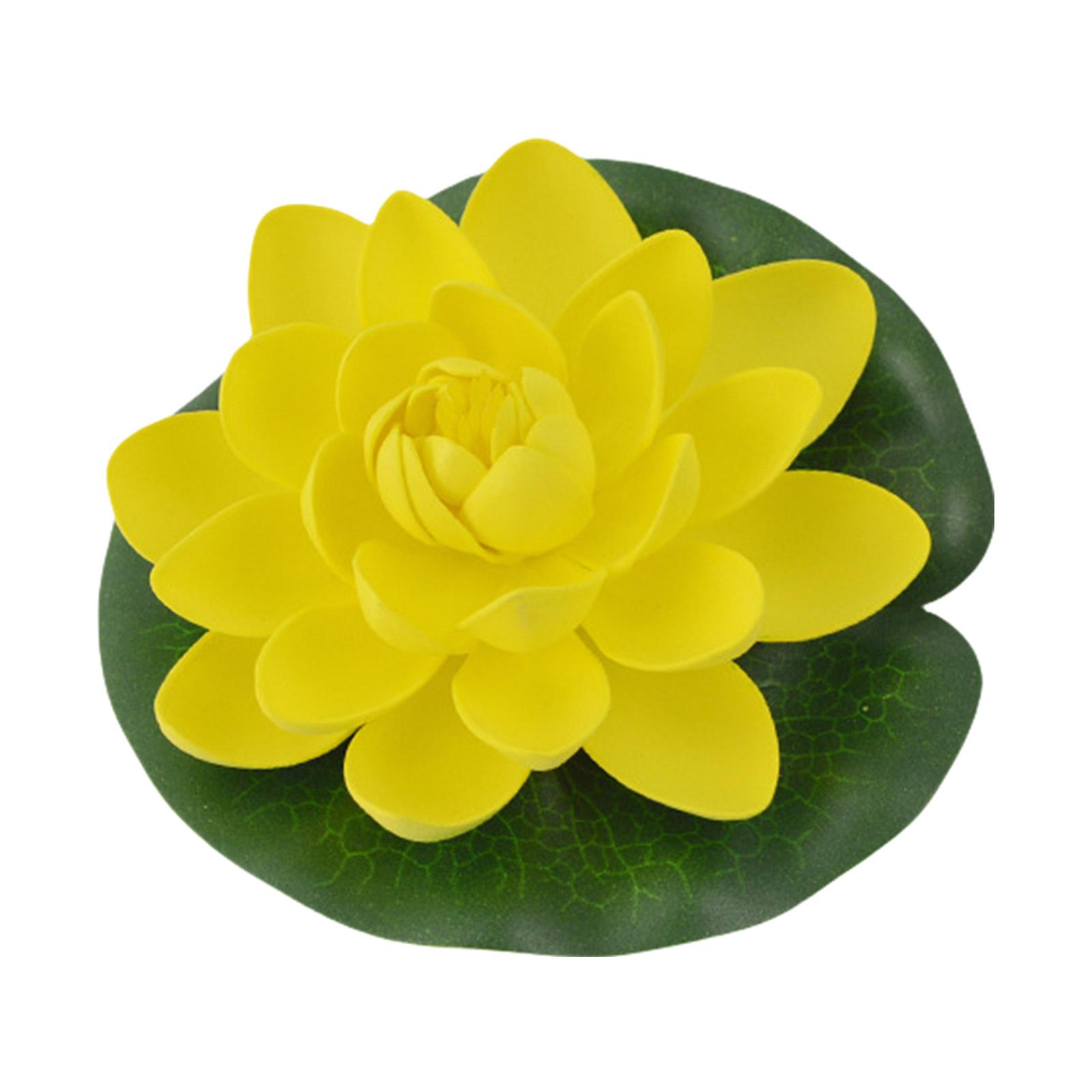 

Искусственные плавающие цветы лотоса, украшение, как у живых цветов водяной лилии, для наружного пруда и внутреннего декора жёлтый