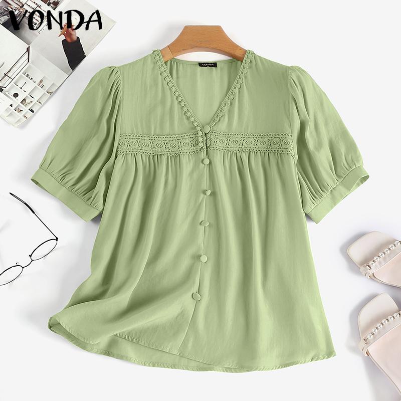 

VONDA Летние женские повседневные топы с фонариками и короткими рукавами