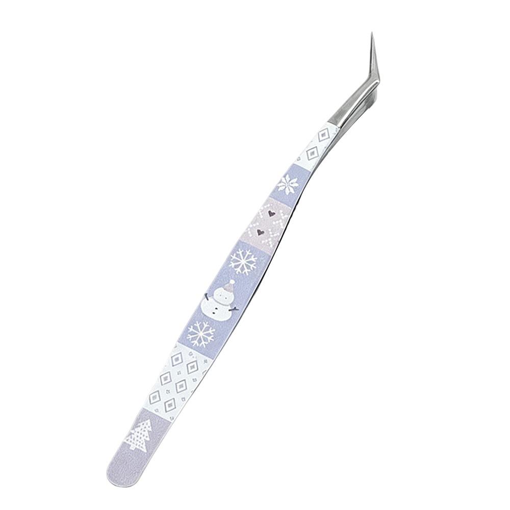 Stainless Steel Curved Stickers Tweezers Anti-static High Precision False Eyelash Tweezers Cartoon Eyelash Curler
