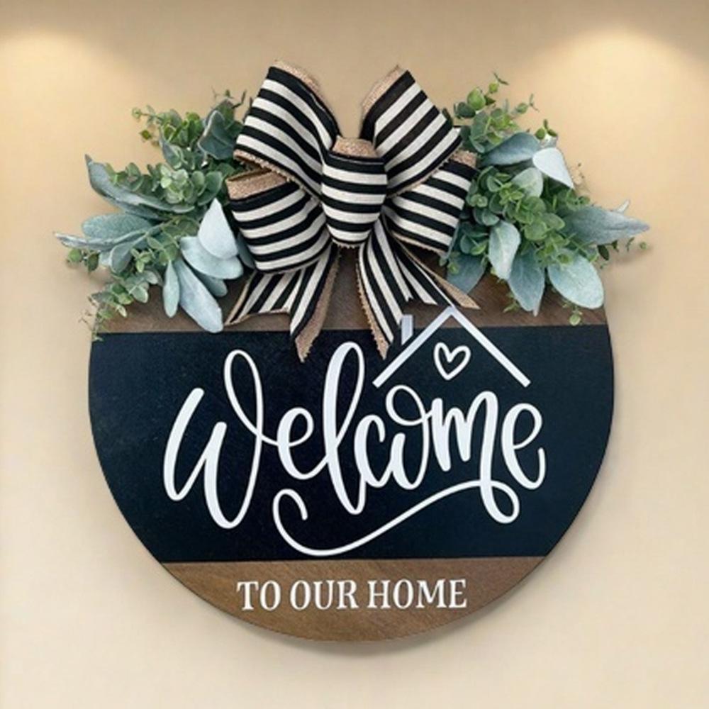 Front Door Farmhouse Wreath: Welcome Sign for Spring & Summer Decor