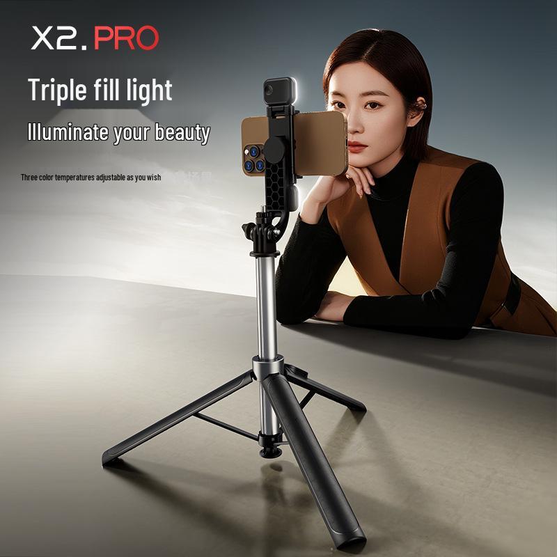 New X2 Anti-shake Retractable Phone Selfie Stick & Tripod - 1.3m Portable Photography Stand