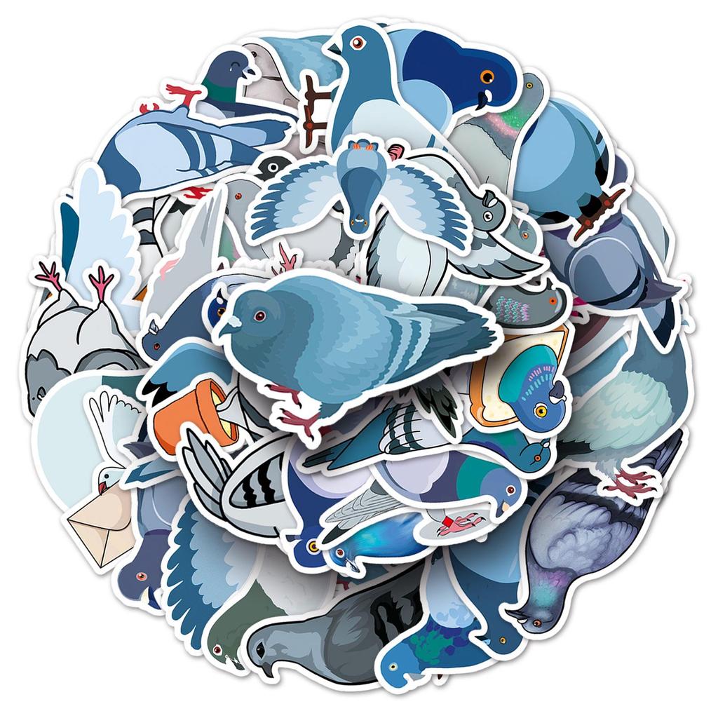 50 Pigeon Peace Dove Bird Stickers for Graffiti & Journaling - Resin Drip Material