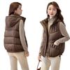 Short Hooded Down Cotton Vest Women's Autumn and Winter New Loose Versatile Cotton Vest Outer Wear Cotton Vest