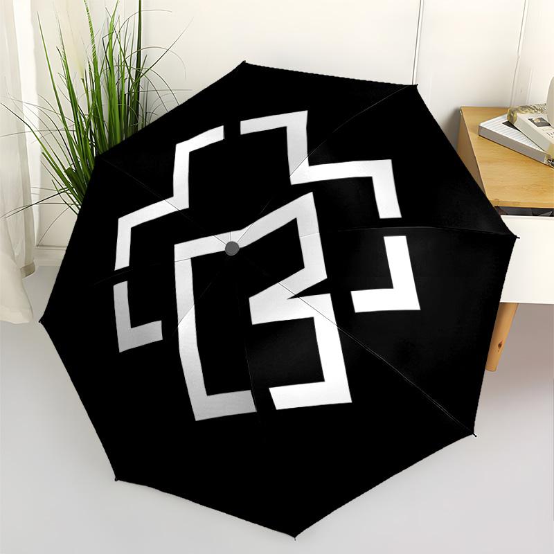 Black Rose Symbol Compact Travel Automatic Umbrella with 8-Rib Sturdy Construction Perfect for Outdoor Adventures Fashionable Accessory