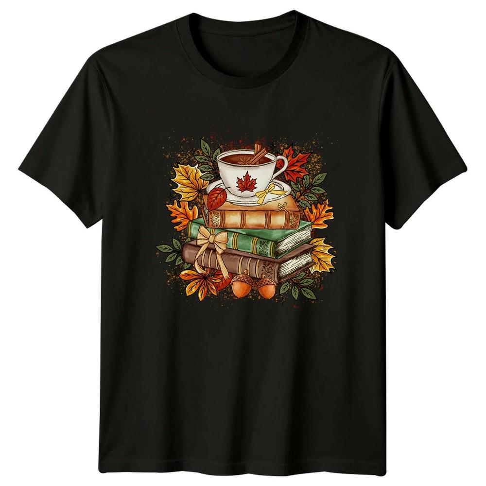 Cozy Autumn Vibes And Stack TShirt Book Lover Academia Seasonal Fall