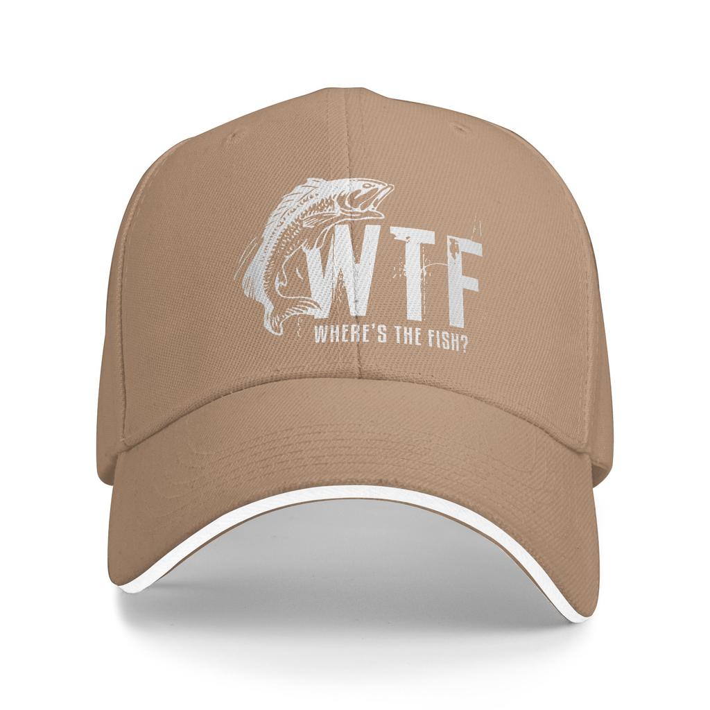 WTF Wheres The Fish Funny Fishing Sandwich Baseball Cap Retro FisherUnisex Unisex Style Adjustable Headwear Sports Workouts Hat