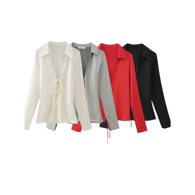 Kaslead Women's Clothing Fashion Silk Satin Texture Bows