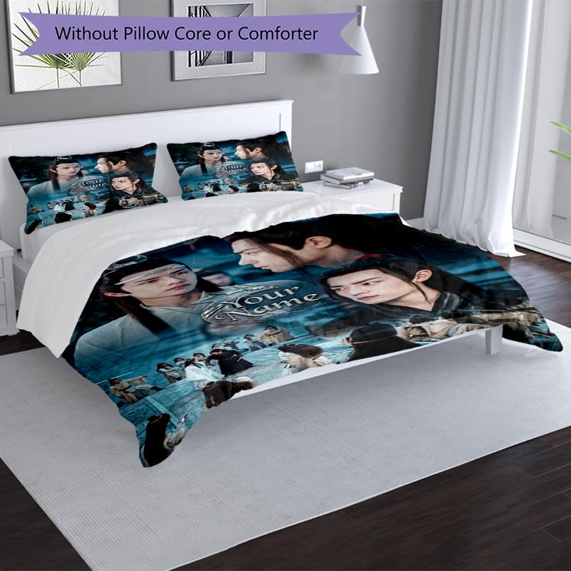 3pcs Custom Name Printed Bedding Set Duvet Cover Closure Includes 1 Duvet Cover & 2 Pillowcases, Soft and Comfortable for All Seasons.