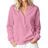Women's Casual V Neck Pullover Sweatshirt Long Sleeve Buttoned Top with Front Pocket Lightweight Comfortable Fit