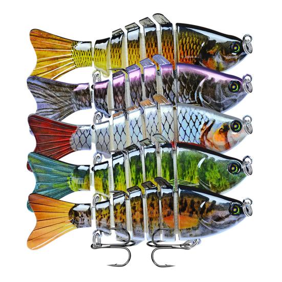 3/5Pcs Fishing Lures 3D Swimming Bait with Treble Hooks Realistic Looking Bright Colors Compact Portable Hard Bait Artificial Lure