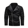 New Men's Asymmetrical Zipper Leather Motorcycle Jacket - European & American Style