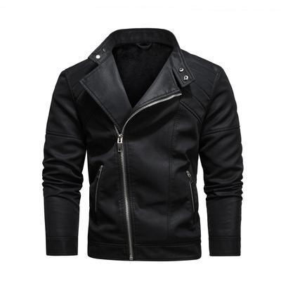 Nueva Chaqueta de Cuero para Motociclista con Cremallera Asimétrica para Hombre - Estilo Europeo y Americano