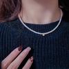 Commuting Versatile Natural Freshwater Pearl Necklace, Youth Style INS National Trendy Temperament Small Heart Collarbone Chain Necklace for Women