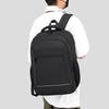 Men's Simple Solid Color Commuter Backpack Computer Bag with Reflective Strip Leisure Business Travel Backpack