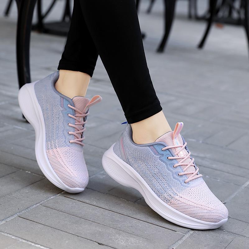 Women's Breathable Flyknit Low-Top Running Shoes - Non-Slip, Lightweight, Casual All-Season Sports Footwear