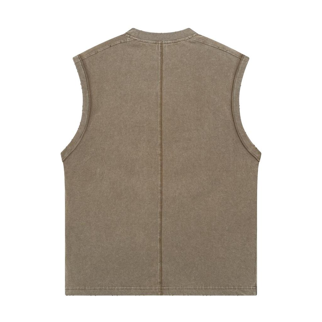 275 GSM 100% Cotton Washed T-Shirt Customized Pattern Print Men's Vest Personalised Tank Top