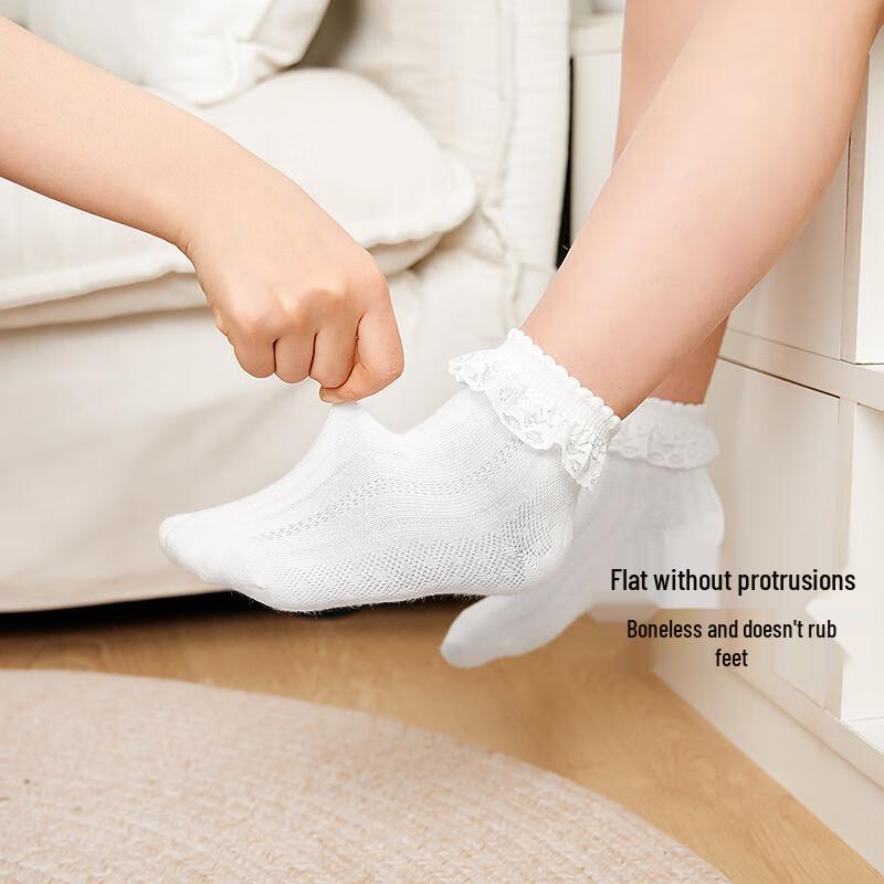 Minibala Girls' 3-Pair Ruffle Ankle Socks