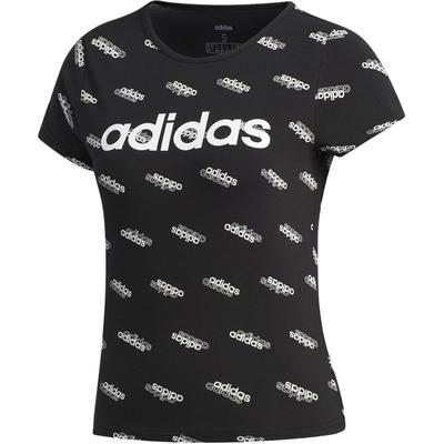 Sports Lifestyle Series Logo All Over Print Design Round Neck Breathable Casual Short Sleeve T-Shirt Women T-Shirts Black FM6191